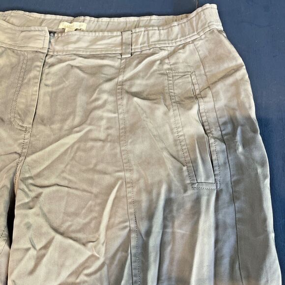 EILEEN FISHER Pants Size Medium Capris Cuff Crop Lightweight Zip Beige Cream - Picture 2 of 8